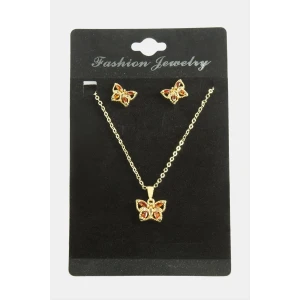 Kelebek Zirkon Taşlı Set Kolye