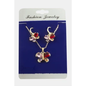 Kelebek Zirkon Taşlı Set Kolye