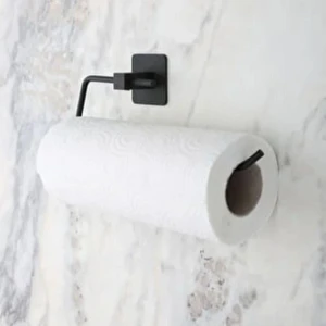 Kendiliğinden Yapışkanlı Siyah Paslanmaz Metal Rulo Havluluk Aparat (K95)