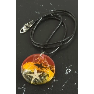 Köpek Balığı Gün Batımı Epoksi Kolye