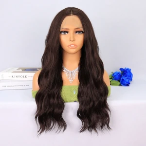 Koyu Kahverengi Dalgalı Tül Peruk