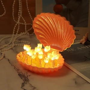 LED Işıklı Kendin Yap Deniz Kabuğu Tasarımlı Lale Lamba