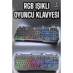 Led Işıklı  Klavye Usb Girişli Rgb Işıklı Q Klavye Mouse Hediyeli