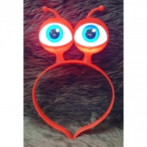 Led Işıklı & Pilli Uzaylı Göz Parti Tacı Kırmızı Renk