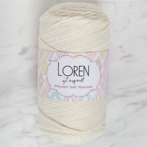 Loren Polyester Soft Macrame Krem El Örgü İpi - LM003 - 34427