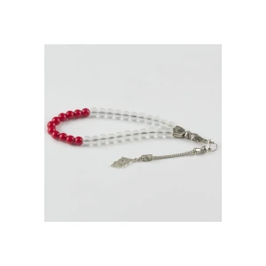 Mercan-Buzlu Kuvars Doğaltaş Tesbih 8 mm