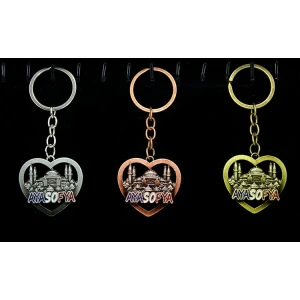 Metal Ayasofya Anahtarlık Kalp Tasarımlı