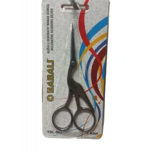 Nakış Makası Kuğulu Dekoratif Makas Gümüş YBL-043 Model 13