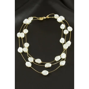 Oval İnci Üçlü Kolye