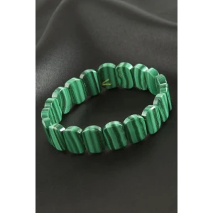 Oval Kesim Orjinal Malahit Doğaltaşlı Bileklik