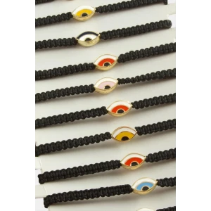 Oval Nazar Makrome Örgülü Bileklik