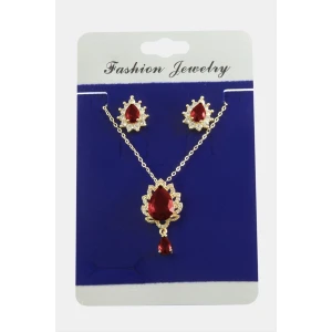 Oval Zirkon Taşlı Set Kolye