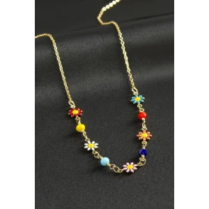 Papatya Kristal Taşlı Mineli Kolye