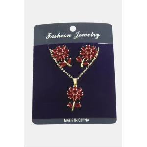 Papatya Zirkon Taşlı Set Kolye