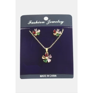 Papatya Zirkon Taşlı Set Kolye