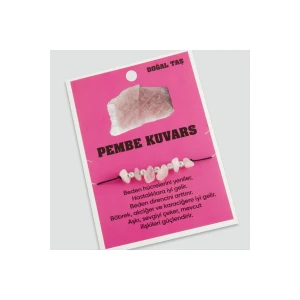 Pembe Kuvars Doğaltaşlı İp Bileklik
