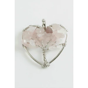 Pembe Kuvars Kalp Doğaltaş Kolye Ucu