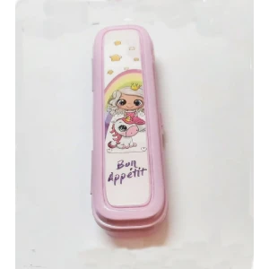 Pembe Multi Renkli Kapaklı Kalemlik Kutusu -Çanta İçi Saklama - Diş Fırçası - Makyaj Fırçası Kutu