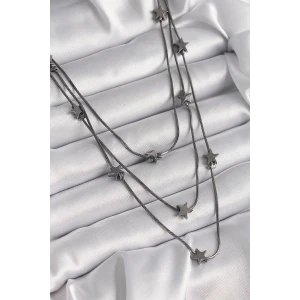 Pirinç Füme Renk 3Lü Yıldız Model Kadın Kolye