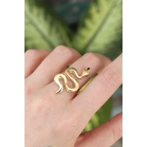 Pirinç Gold Renk Ayarlanabilir Yılan Yüzük - TJ-BYK3164