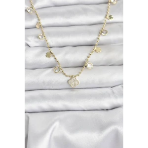 ietaks™ Pirinç Gold Renk Yonca Model Kadın Kolye