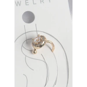 Pirinç Gold Renk Zirkon Taşlı Kadın Kıkırdak Küpe