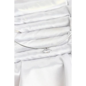 Pirinç Gümüş Renk Choker Model Zirkon Taşlı Kadın Kolye