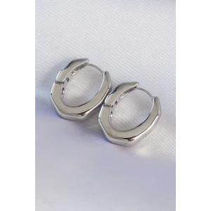 Pirinç Gümüş Renk Kalın Kemik Model Küpe - TJ-BKP8981