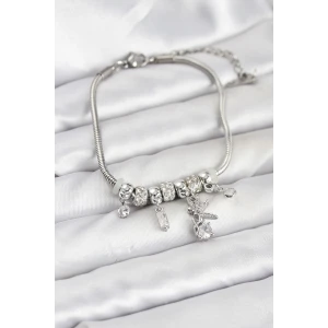 Pirinç Gümüş Renk Tinkerbell Charmlı Kadın Bileklik - TJ-BB8188