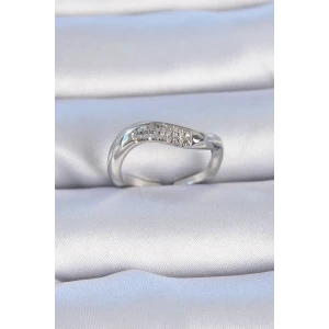 Pirinç Gümüş Renk Zirkon Taşlı Kadın Yüzük - TJ-BYK3309