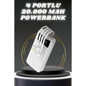 Powerbank Şarj Cihazı 4 Çıkışlı 20.000 MAH Powerbank Kompakt Yüksek Kapasiteli Hızlı Şarj