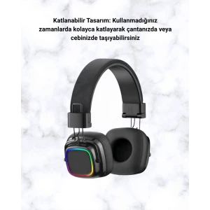 RGB Işıklı Katlanabilir Bluetooth 5.3 Kulak Üstü Kulaklık
