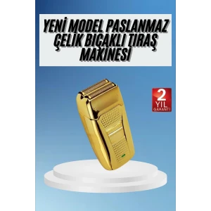 Sakal Kesme Tıraş Makinesi Paslanmaz Çelik Gold Şarjlı