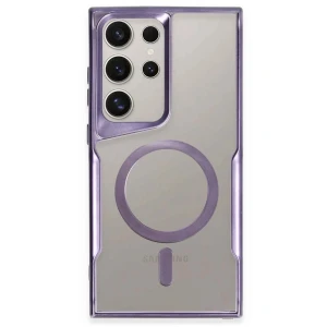 Samsung Galaxy S23 Ultra Kılıf Boyi Magsafe Silikon Kapak - Derin Mor