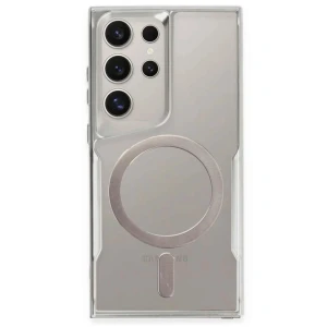 Samsung Galaxy S23 Ultra Kılıf Boyi Magsafe Silikon Kapak - Gümüş
