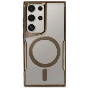 Samsung Galaxy S23 Ultra Kılıf Boyi Magsafe Silikon Kapak - Kahverengi