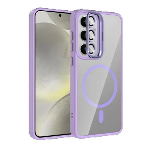 Samsung Galaxy S24 FE Remim Lensli Magsafe Standlı Kapak - Lila