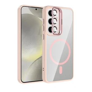 Samsung Galaxy S24 FE Remim Lensli Magsafe Standlı Kapak - Pembe