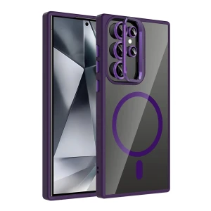 Samsung Galaxy S24 Ultra Remim Lensli Magsafe Standlı Kapak - Derin Mor