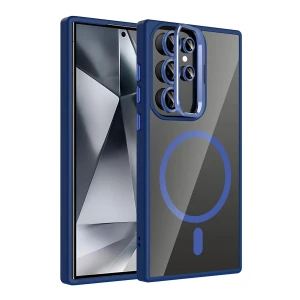 Samsung Galaxy S24 Ultra Remim Lensli Magsafe Standlı Kapak - Lacivert