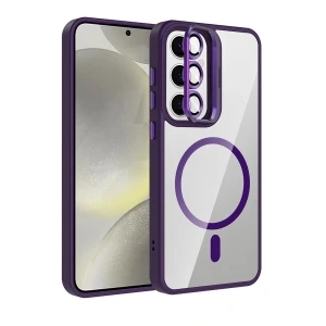 Samsung Galaxy S25 Remim Lensli Magsafe Standlı Kapak - Derin Mor