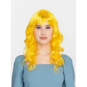 Sarı Renk Uzun Dalgalı Parti Peruğu