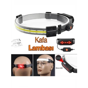 Şarjlı Kafa Lambası Bisiklet Reflektörü Ledli Kamp Kafa Feneri El Feneri 3 Modlu