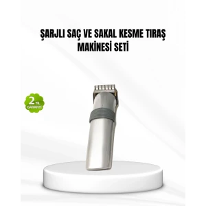 Şarjlı Saç Ve Sakal Kesme Makinesi – Paslanmaz Çelik Bıçak, Ayarlanabilir Başlık