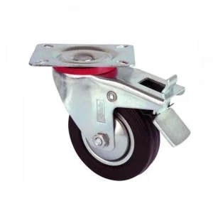 Servis Tekeri - Tablalı Frenli Siyah Döner - Çap 80 Mm