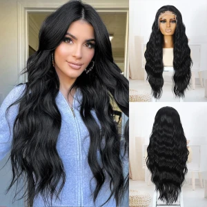 Siyah Bebek Saçlı Fiber Sentetik Tül Peruk