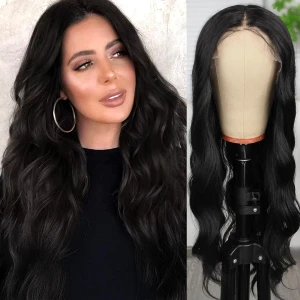 Siyah Dalgalı Fiber Sentetik Tül Peruk