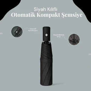 Siyah Kılıflı Otomatik Kompakt Şemsiye