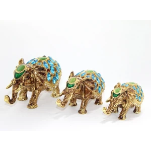 Swarovski Taşlı 3lü Fil Figürü Model 2