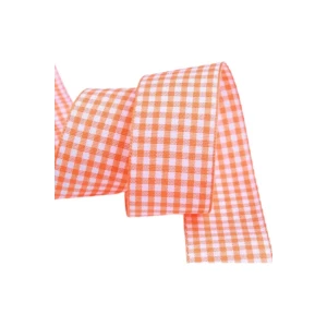 Tafta Ekoseli Kurdele 25 mm Turuncu 2 Metre